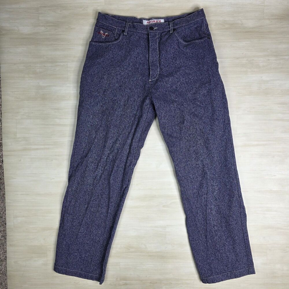 Avirex Denim Purple Jeans Baggy Wide Leg Y2K Vintage Streetwear‎ Men's Size 34